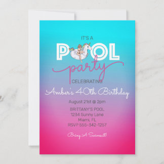 Unicorn Float Summer Pool 40. Geburtstag Party Einladung