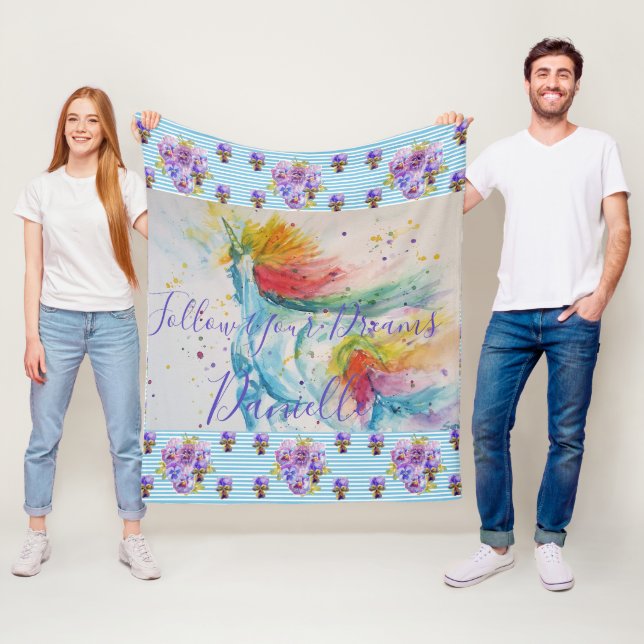 Unicorn Flora Girls Name Blanket Fleecedecke (Beispiel)