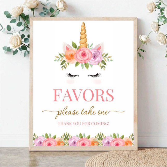 Unicorn Floral Favors Please Take One Poster (Von Creator hochgeladen)