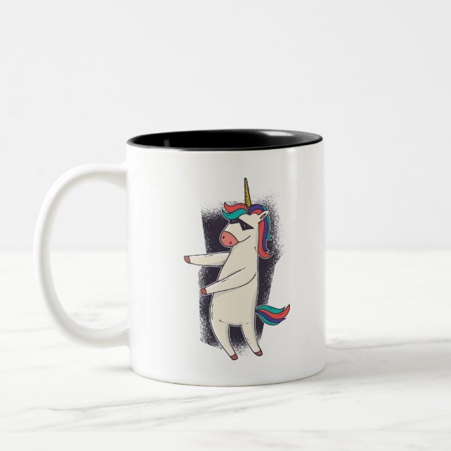 Unicorn Floss Dance Zweifarbige Tasse (Links)