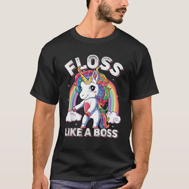 Unicorn Floss Like A Boss  Girls Rainbow Flossing  T-Shirt (Vorderseite)