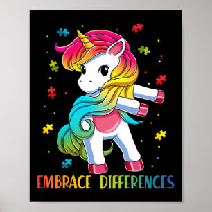 Unicorn Flossen Puzzle Piece Autismus Bewusstsein Poster