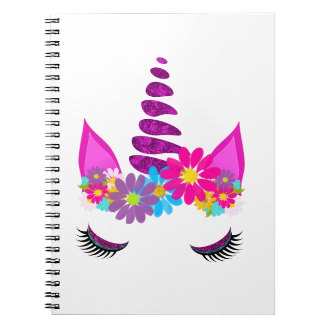 Unicorn Flower y Super Niedlich Girly Notizblock (Vorderseite)