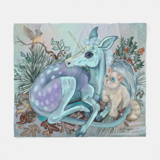 Unicorn Foal Cosy Cuddles Holiday Fleecedecke (Vorderseite (Horizontal))