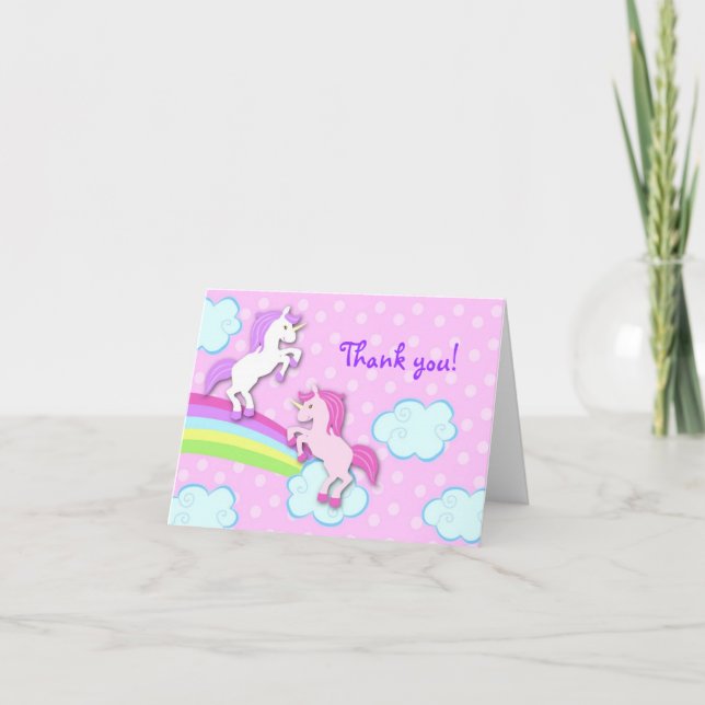 Unicorn Folded Thank You Note Card Dankeskarte (Vorderseite)