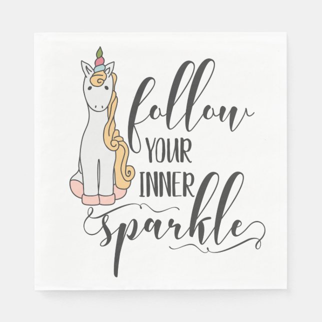 Unicorn Folgen Sie dem Party Ihres inneren Sparkel Serviette (Vorderseite)