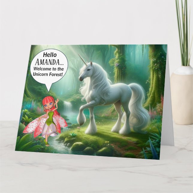 Unicorn Forest Birthday Card Karte (Vorderseite)