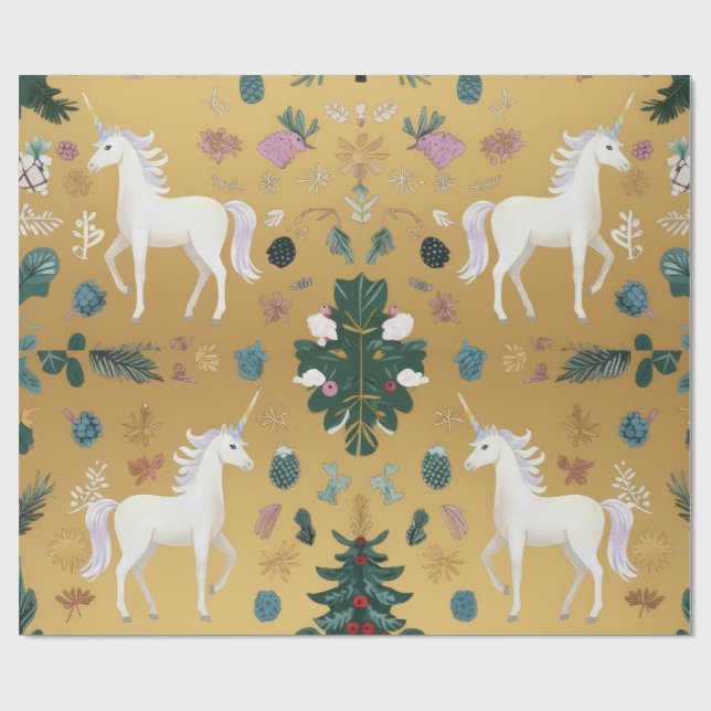Unicorn Forest Wrapping Paper Geschenkpapier (Flach)
