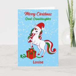 Unicorn Frohe Weihnachten Große Enkeltochterkarte Karte