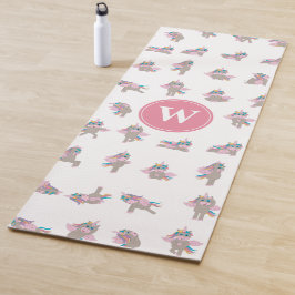 Unicorn Fun Yoga Posen Rosa Monogramm Yogamatte