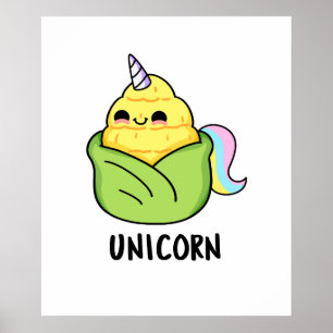 Unicorn Funny Baby Corn Pun Poster