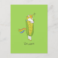 Unicorn Funny Corn Corny Postcard