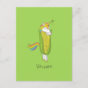 Unicorn Funny Corn Corny Postcard Postkarte