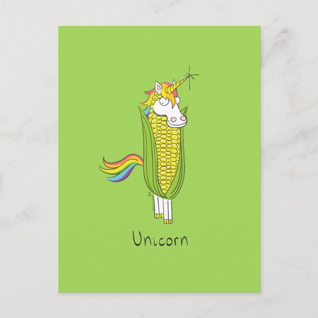 Unicorn Funny Corn Corny Postcard Postkarte (Vorderseite)