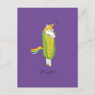 Unicorn Funny Corn Corny Postcard Postkarte