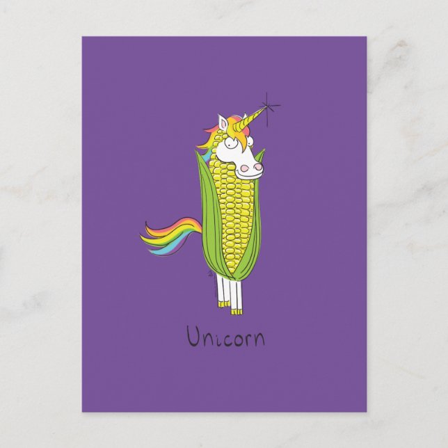Unicorn Funny Corn Corny Postcard Postkarte (Vorderseite)