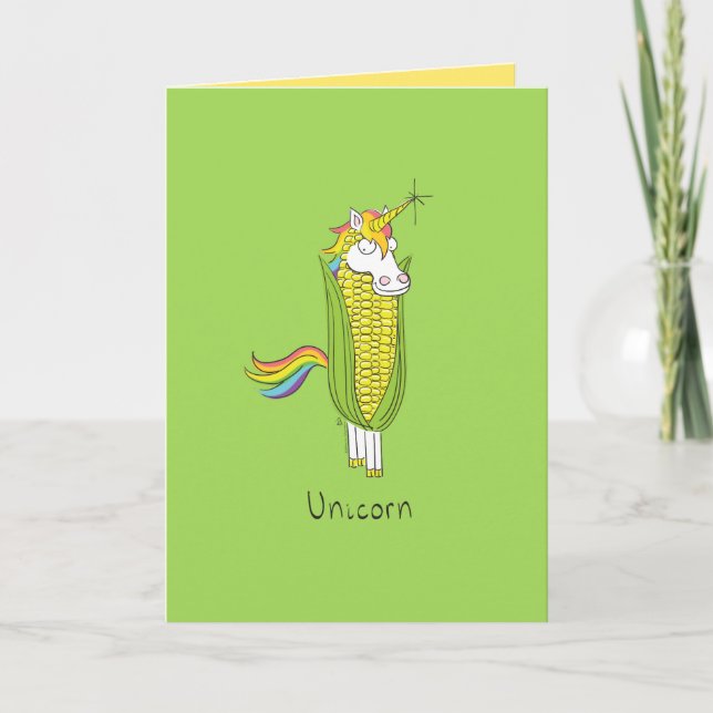 Unicorn Funny Corn Grußkarte Karte (Vorderseite)