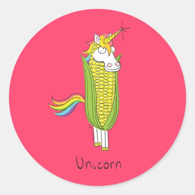 Unicorn Funny Corn Stickers (Vorderseite)