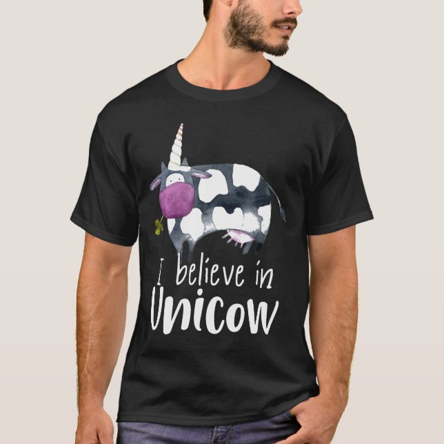 Unicorn Funny Cow Ich glaube an Unicow T-Shirt (Vorderseite)