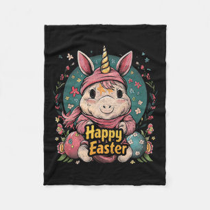 Unicorn - Funny Happy Oster - Egg Boys Mädchen Kin Fleecedecke
