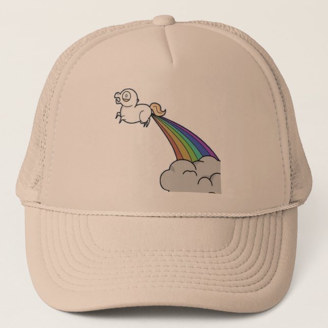 Unicorn-Furz-Regenbogen-Hut Truckerkappe (Vorderseite)