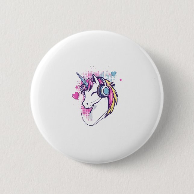 Unicorn Gamer Girl (1) Button (Vorderseite)
