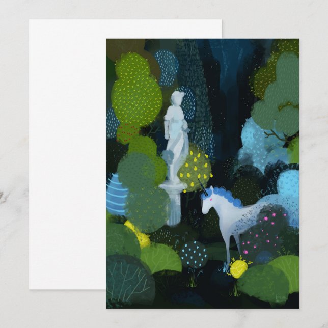 Unicorn Garden Einladung (Vorne/Hinten)