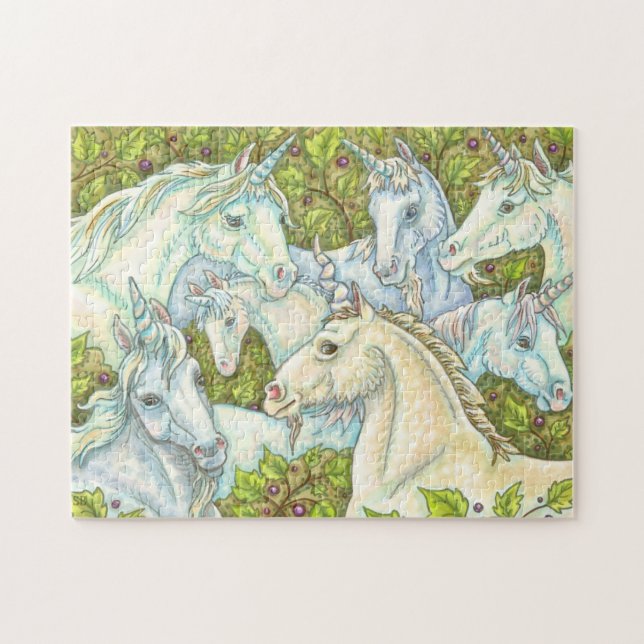 Unicorn Gathering Horse Herd FANTASY PUZZLE (Horizontal)