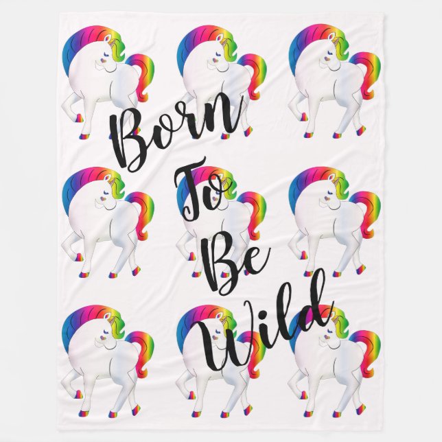 Unicorn Geboren, wild zu sein Fleecedecke (Vorderseite)