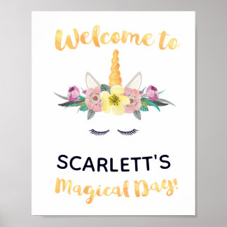 Unicorn Geburtstag Begrüßungszeichen Poster