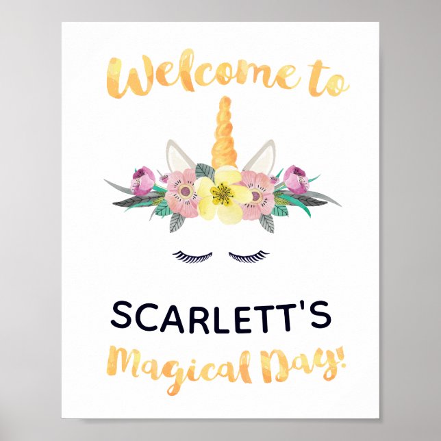 Unicorn Geburtstag Begrüßungszeichen Poster (Vorne)