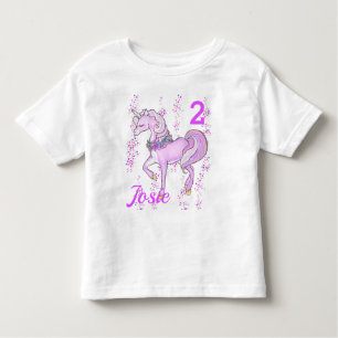 Unicorn Geburtstag T - Shirt Kleine Mädchen NAME A