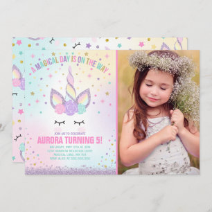 Unicorn-Geburtstags-Einladungmagisches Einladung