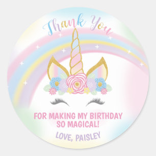 Unicorn-Geburtstags-Gastgeschenk-Aufkleber Runder Aufkleber