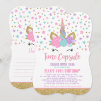 Unicorn Geburtstagsgeschenk Zeitkapsel mit Anmerku