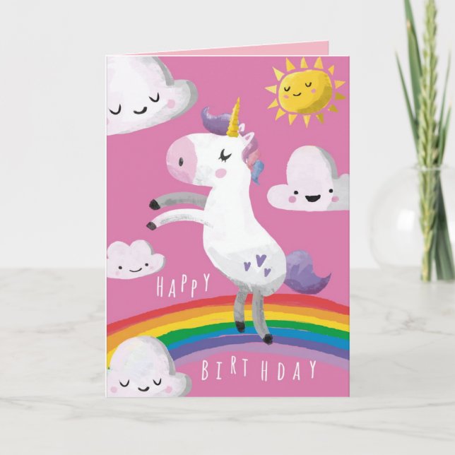 Unicorn Geburtstagskarte Karte (Vorderseite)