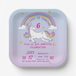 Unicorn Geburtstagsparty Paper Plate for Girls Pappteller
