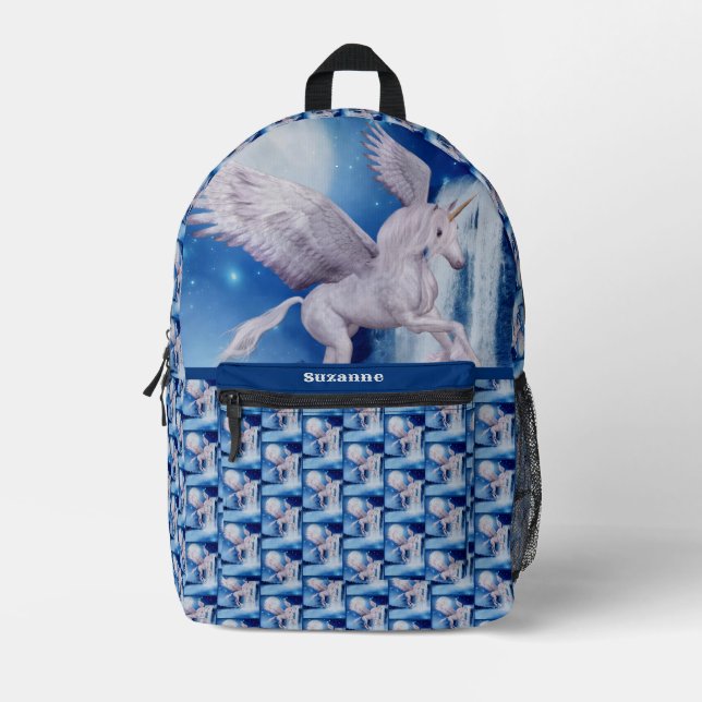 Unicorn Gedeckter Wasserfall Personalisiert Bedruckter Rucksack (Vorderseite)