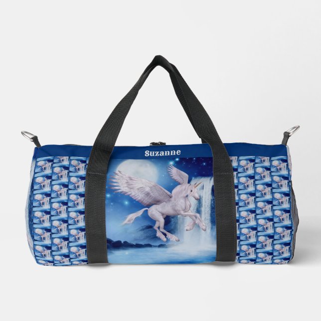 Unicorn Gedeckter Wasserfall Personalisiert Duffle Bag (Vorderseite)