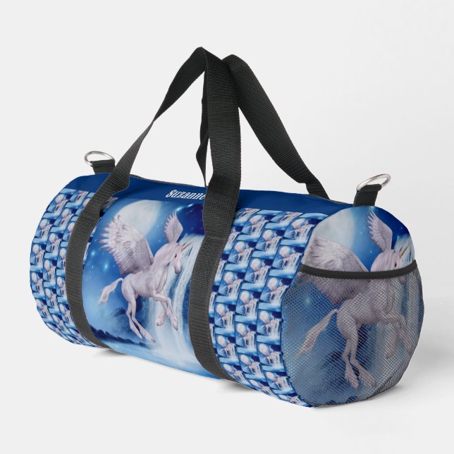 Unicorn Gedeckter Wasserfall Personalisiert Duffle Bag (Rechte Ecke)