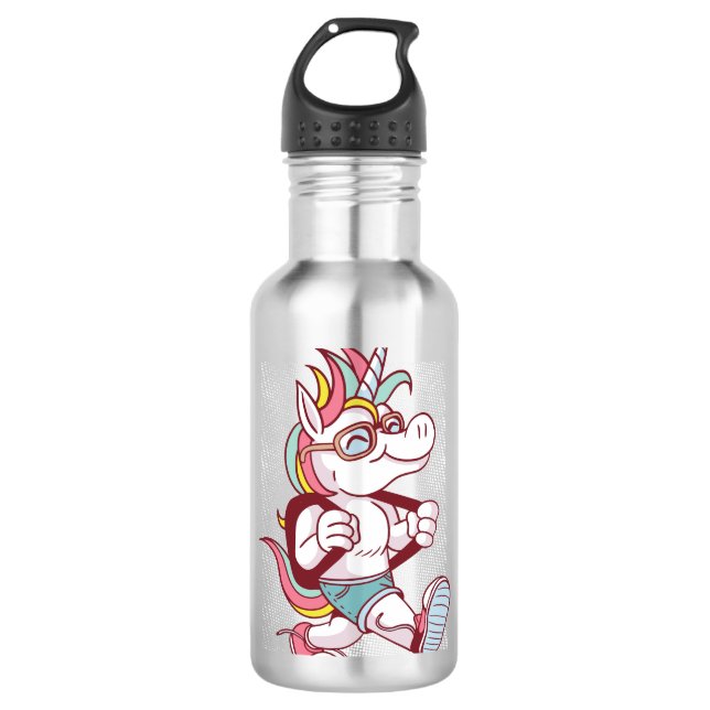 Unicorn geht zur Schule Edelstahlflasche (Vorderseite)