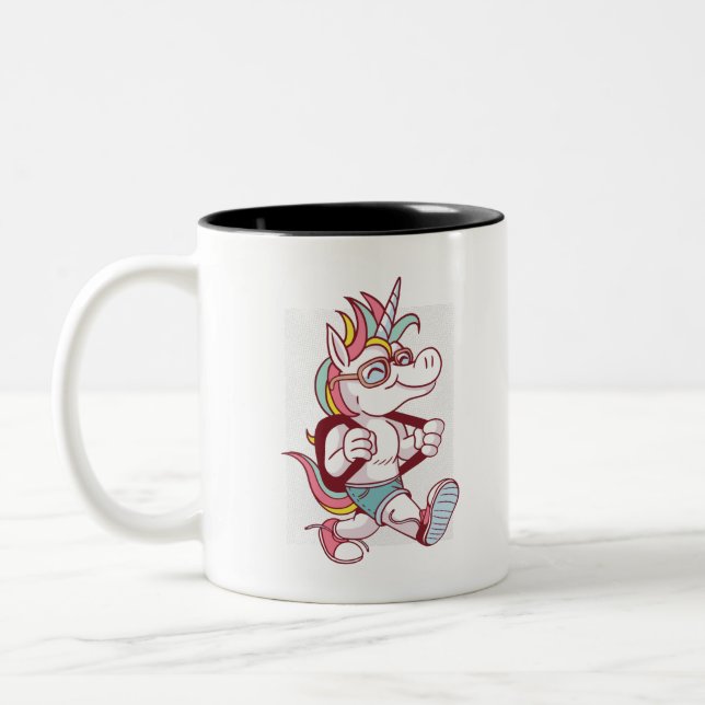 Unicorn geht zur Schule Zweifarbige Tasse (Links)