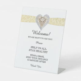 Unicorn-Gelb-Spitzen-Hochzeitsicherheit Sockelschild