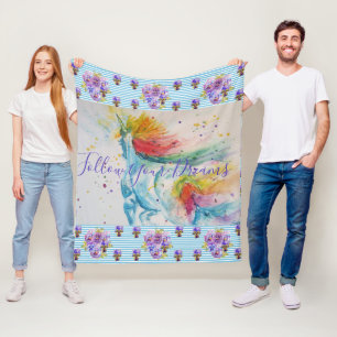 Unicorn Gemälde folgen Ihren Träumen Fleece Blanke