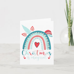 Unicorn Gesicht Niedlich Rainbow Christmas ist mag Karte