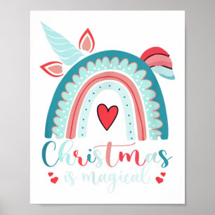 Unicorn Gesicht Niedlich Rainbow Christmas ist mag Poster