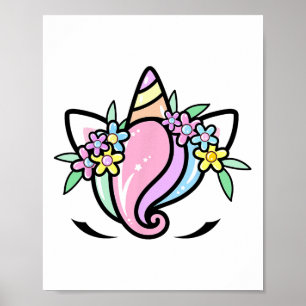 Unicorn Gesicht Niedliche Augenbrauen Sonntag Oste Poster