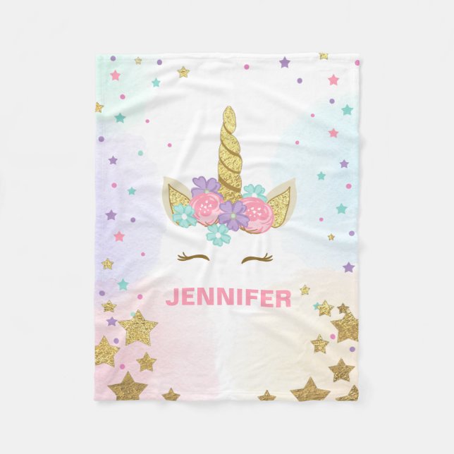 Unicorn-Gesichts-Fleece-Decken-personalisiertes Fleecedecke (Vorderseite)