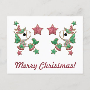 Unicorn Gingerbread Cookies "Frohe Weihnachten!" Postkarte