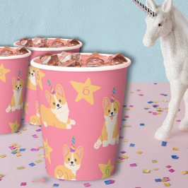 Unicorn Girl Birthday, Corgi Custom Age Pappbecher